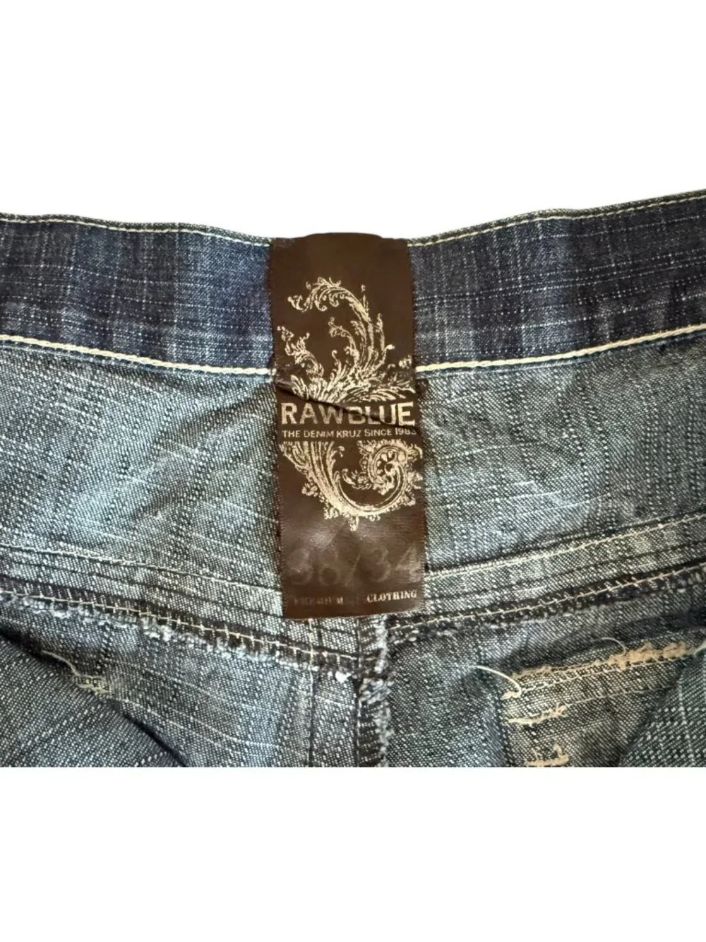 Raw Blue The Denim Kruz Premium Jeans Men's 38x34 Embroidered Angel Wings Y2K